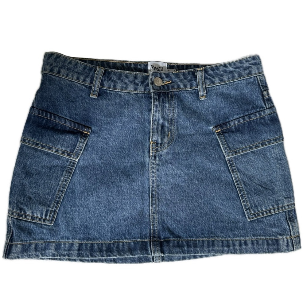 Princess Polly Dark Wash Mid rise Denim Mini Skirt
